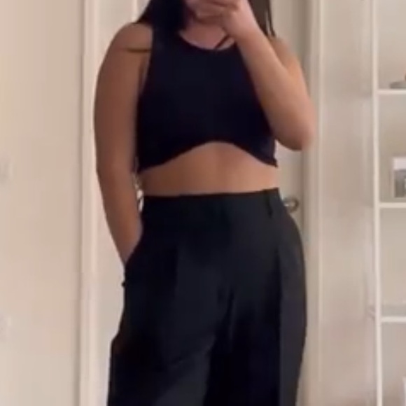 Zara Black Ribbed Tank Top - Picture 1 of 4
